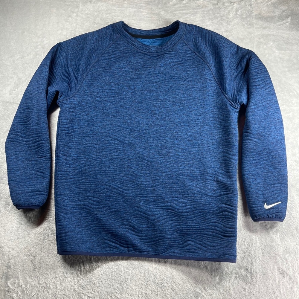 Nike Dri-FIT Mens Golf Quilted Training Sweatshirt Blue Heather‎ Raked Lines LG